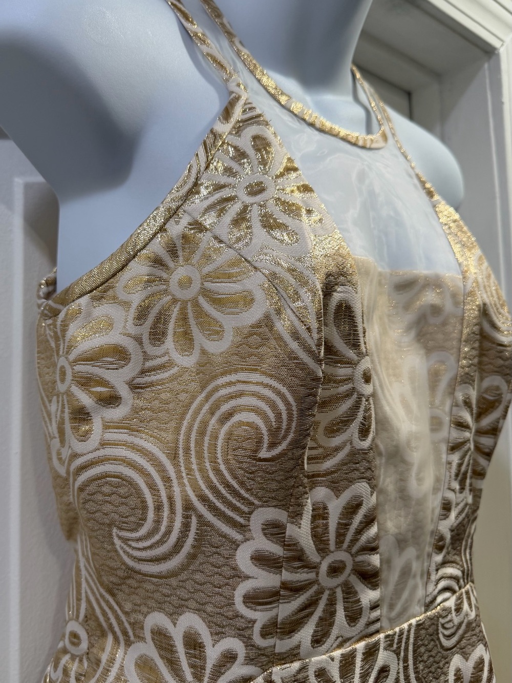 Lilly Pulitzer 🆕  Gold Metallic Elsie Dress Flower Pique Jacquard Size 0 - Picture 4 of 16